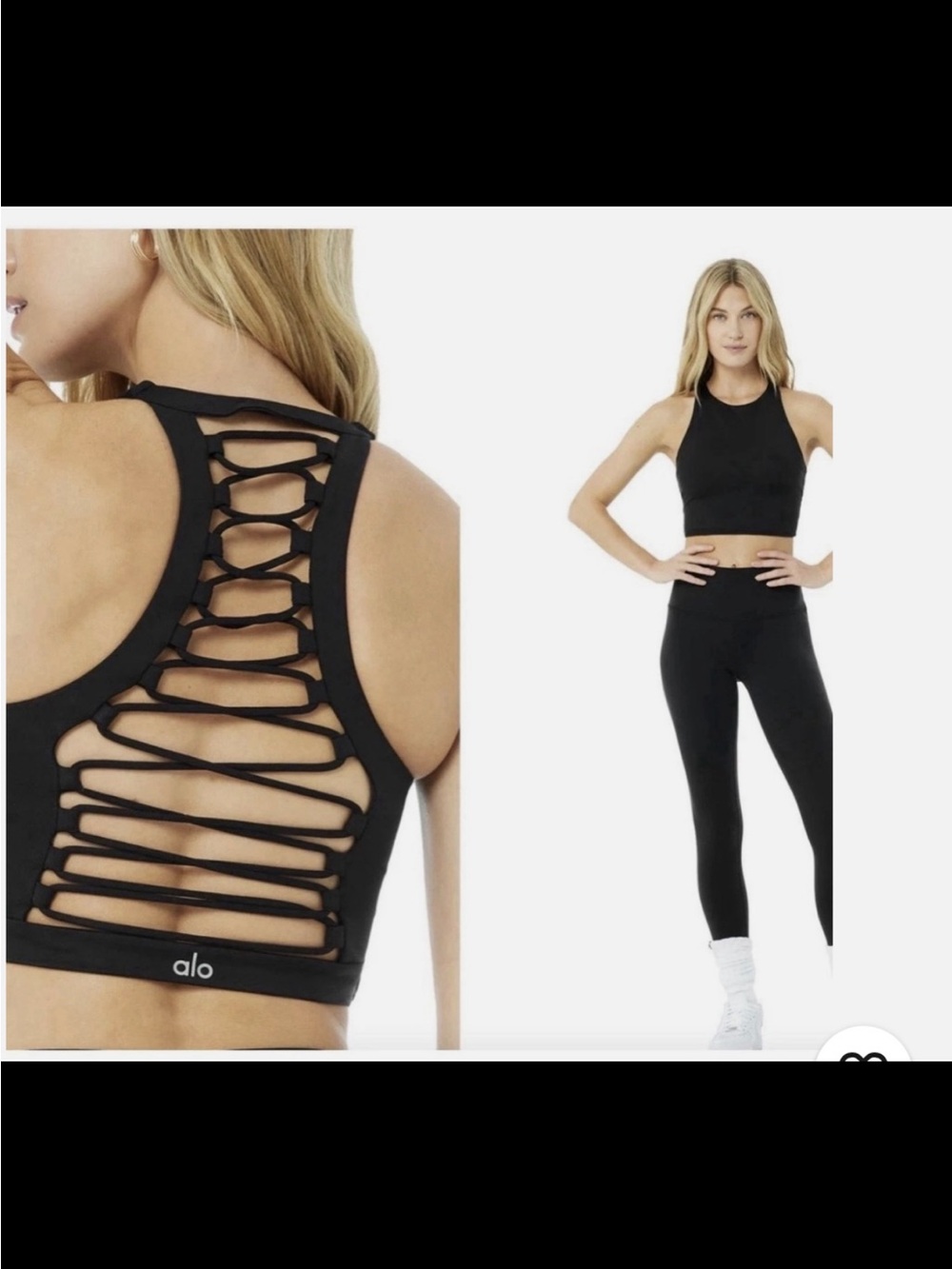 ALO Yoga Movement Black Lace-Up Sports Bra Size S